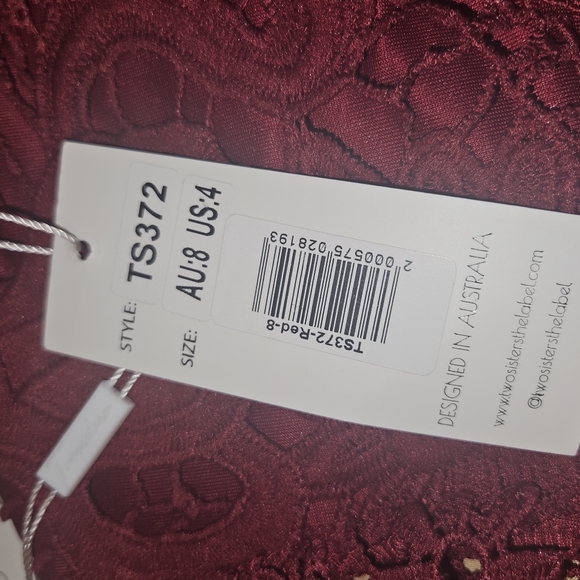 NBW Size 4 Red PAIGE dress with lace up back by Two Sisters Label - Picture 7 of 10